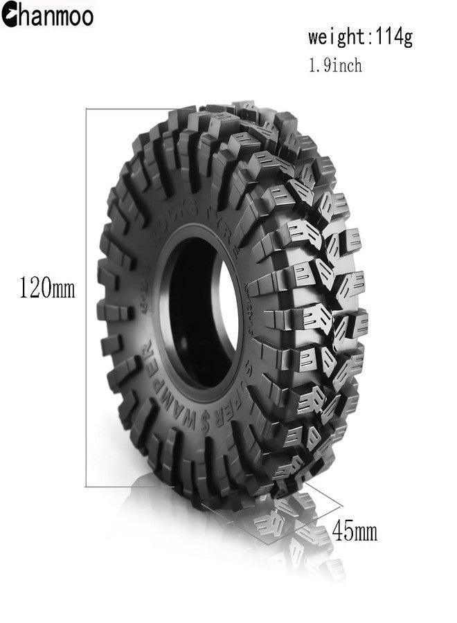 Chanmoo 1.9 RC Crawler Tires 120mm With Foam Insert Soft Rubber 1/10 Scale Mud slingers Tyres For Traxxas TRX4 Axial SCX10 SCX10 II RC4WD D90 D110 TF2 Tamiya CC01 Gen8 1.9 Beadlock Wheel Rims 4PCS - Image 2